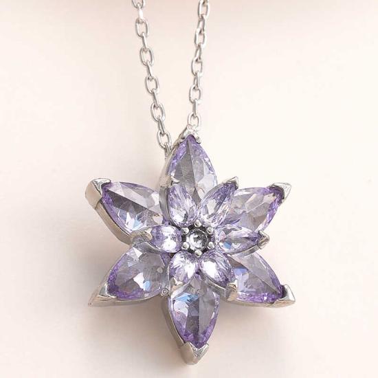 Silver Lilac Lotus Flower Women’s Necklace