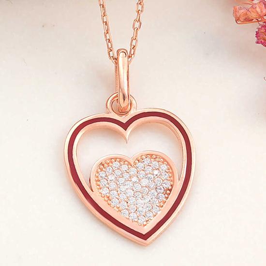 Silver Rose Heart Women’s Necklace