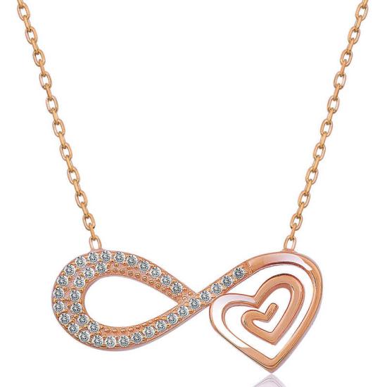 Silver Rose Heart Infinity Women’s Necklace
