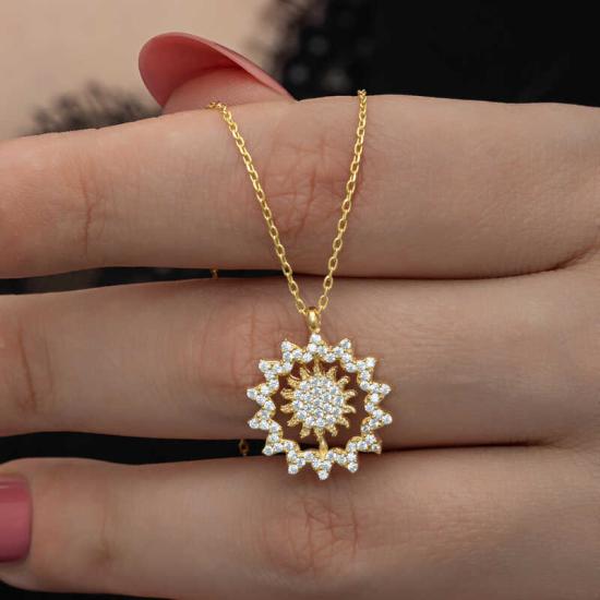 Silver Gold Sun Women’s Necklace