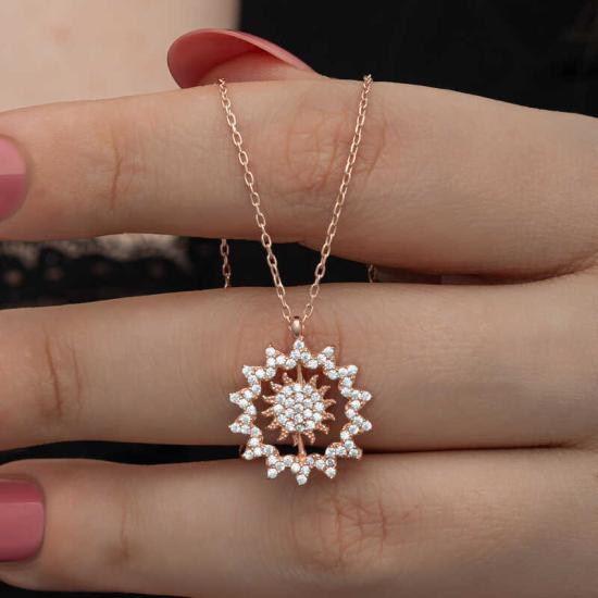 Silver Rose Sun Women’s Necklace
