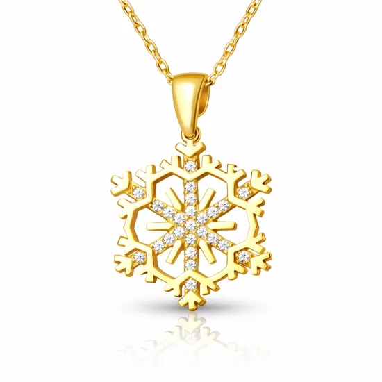 Gümüş Gold Kar Tanesi Kadın Kolye