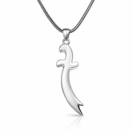 Silver Zulfiqar Sword Men’s Necklace