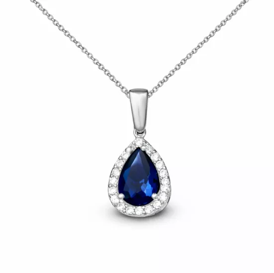 Silver Blue Stone Drop Women’s Necklace