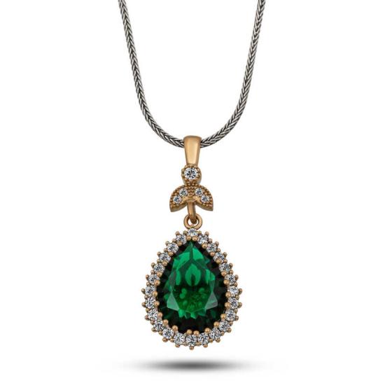 Silver Emerald Stone Hurrem Women’s Necklace