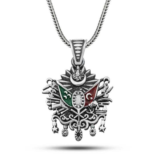 Gümüş Osmanlı Devlet Armalı Erkek Kolye