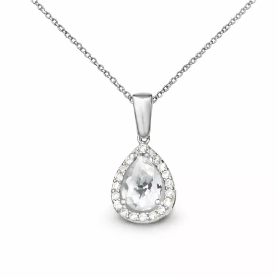 Gümüş Damla Beyaz Zirkon Taşlı Kadın Kolye