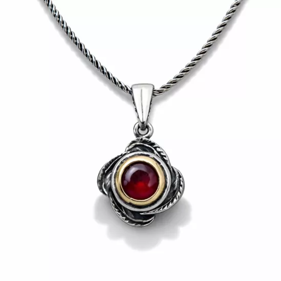 Silver Red Stone Rose Model Women’s Necklace