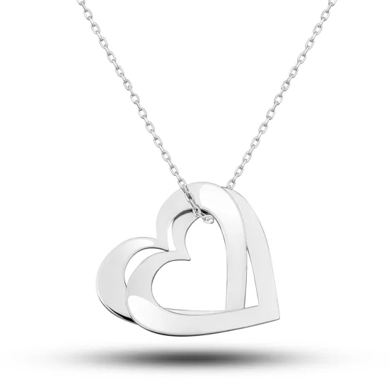 Silver 925 Double Heart Love Women’s Necklace