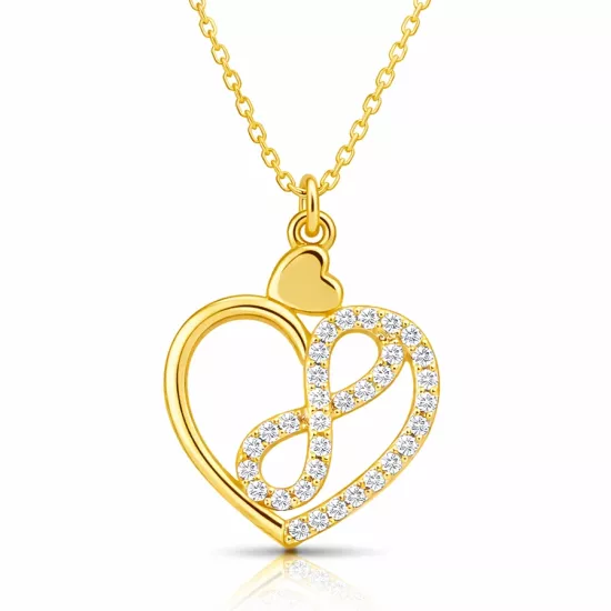 925 Silver Gold Plated Infinity Heart Necklace