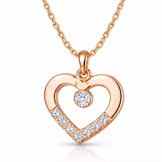 925 Sterling Silver Rose Gold Heart Necklace