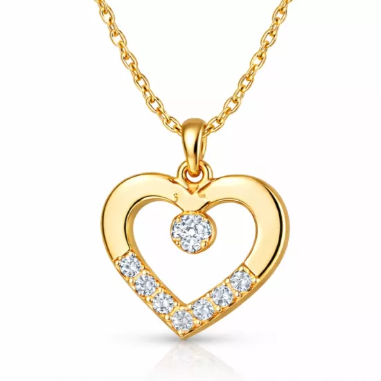 925 Sterling Silver 18K Gold Plated Heart Necklace