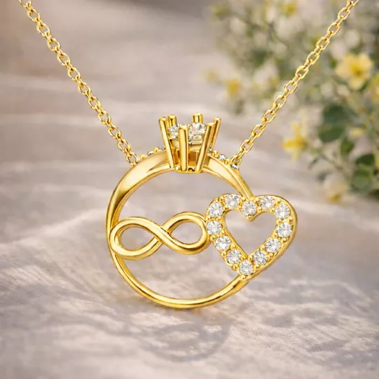 Gold Plated Sterling Silver Infinity Heart Necklace