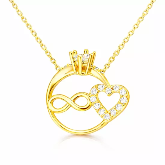 Gold Plated Sterling Silver Infinity Heart Necklace