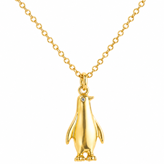 925 Sterling Silver Gold Penguin Necklace