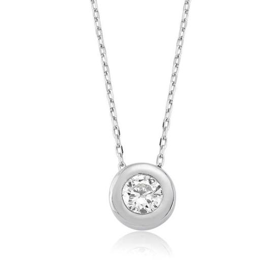 Silver Single Stone Women’s Necklace