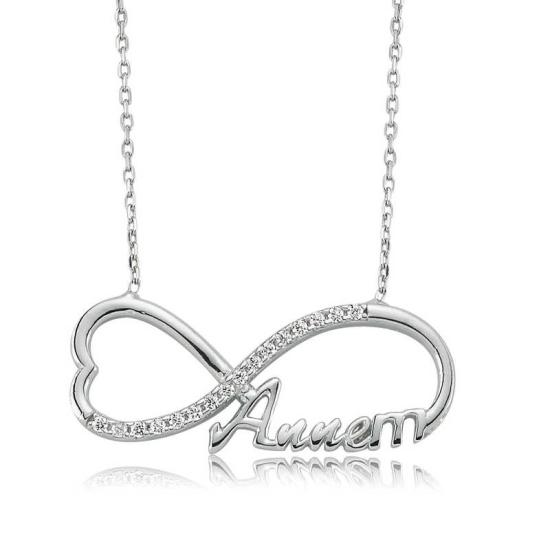 Silver Mother Written Infinity Necklace for Women