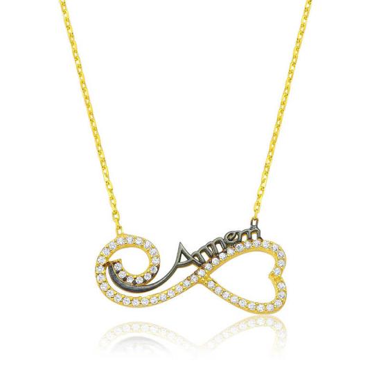 Silver Heart Infinity Mom Necklace