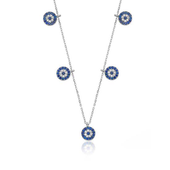 Silver Evil Eye Lucky Necklace for Women