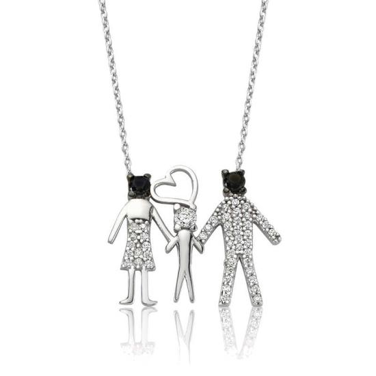Silver Happy Family Necklace for Women