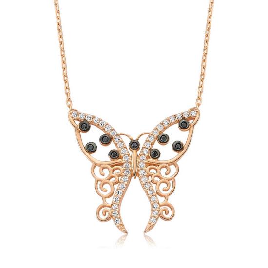 Silver Patterned Butterfly Women’s Necklace