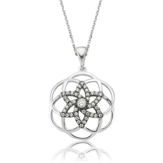 Silver Star of Life Flower Women’s Necklace