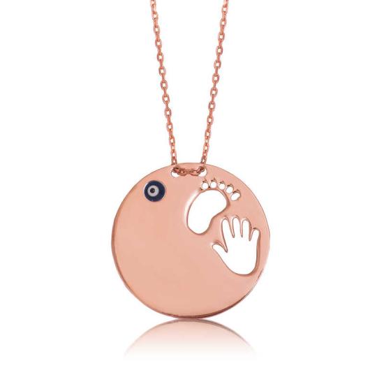 Silver Hand Footprint Mother Necklace