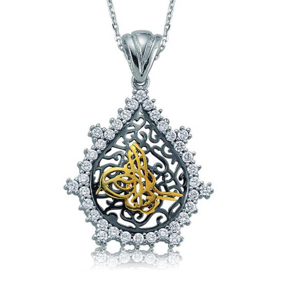 Silver Stone Tughra Women’s Necklace