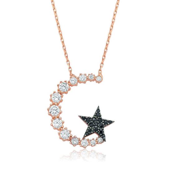Silver Crescent Star Women’s Necklace