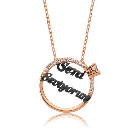 Silver Single Stone I Love You Written Women’s Necklace