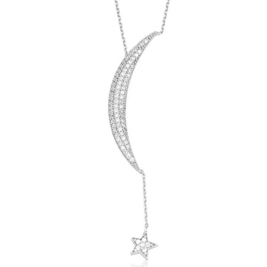 Silver Chain Moon Star Women’s Necklace