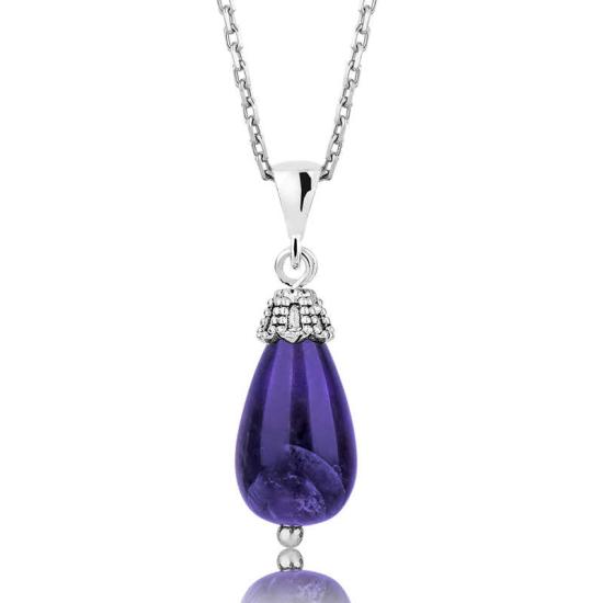 Silver Amethyst Stone Women’s Necklace