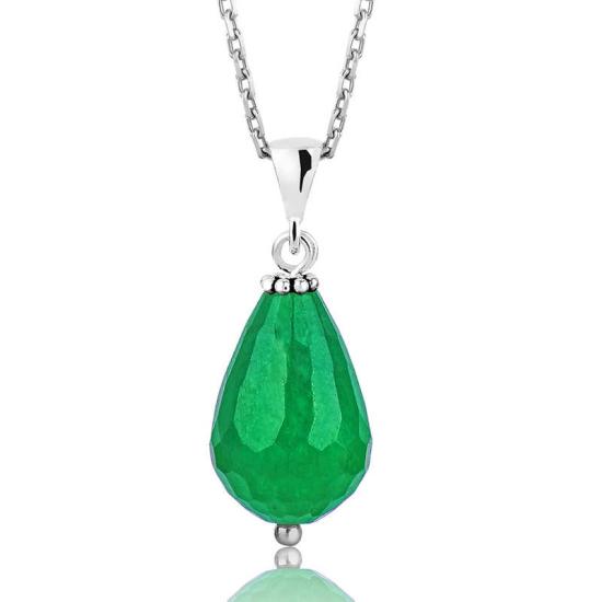 Silver Natural Jade Stone Women’s Necklace