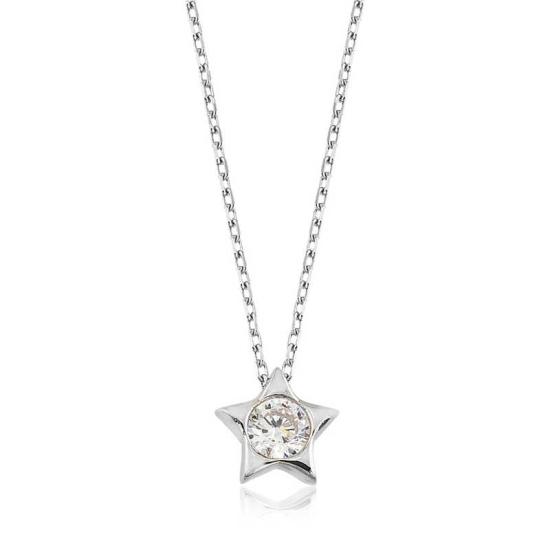 Silver Single Stone Star Women’s Necklace