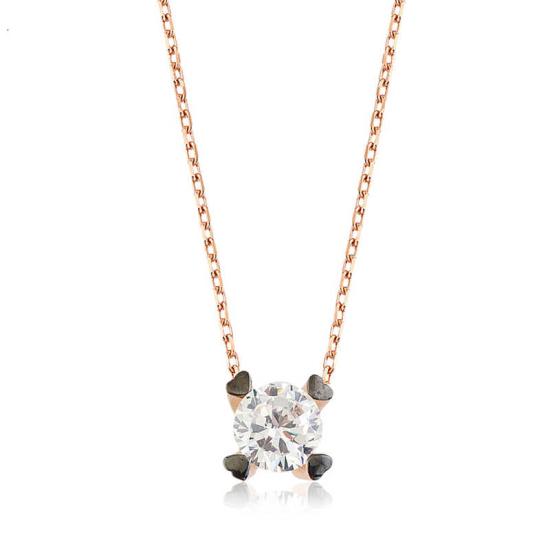Silver Heart Single Stone Women’s Necklace