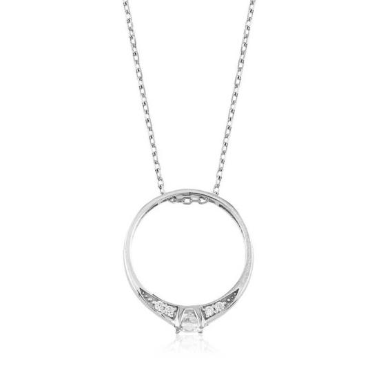 Silver Single Stone Ring Women’s Necklace