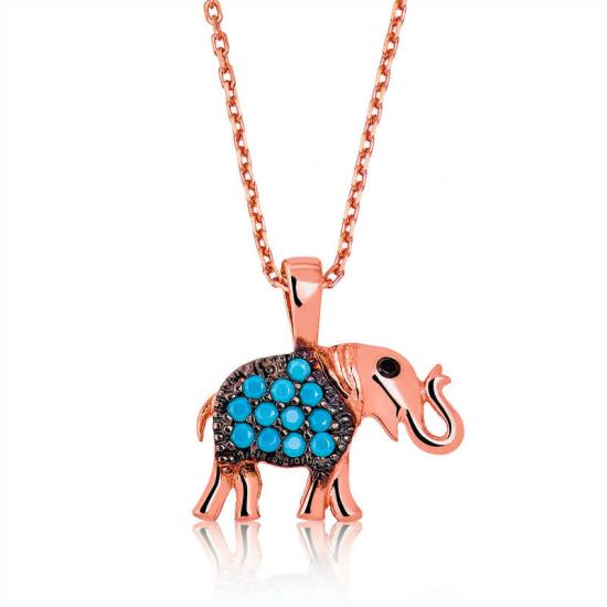 Silver Blue Elephant Women’s Necklace