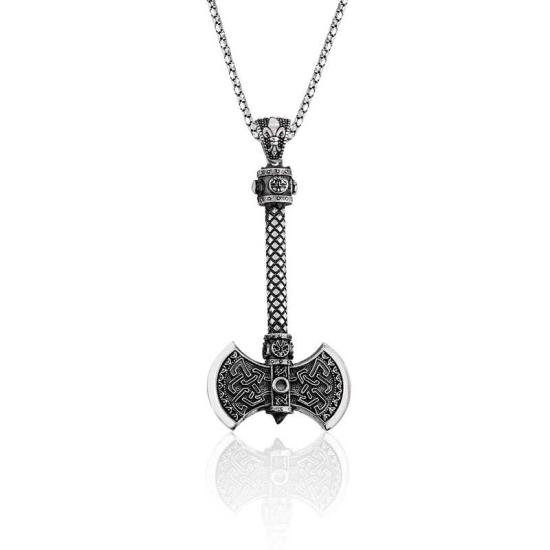 Silver Double-Sided Axe Necklace