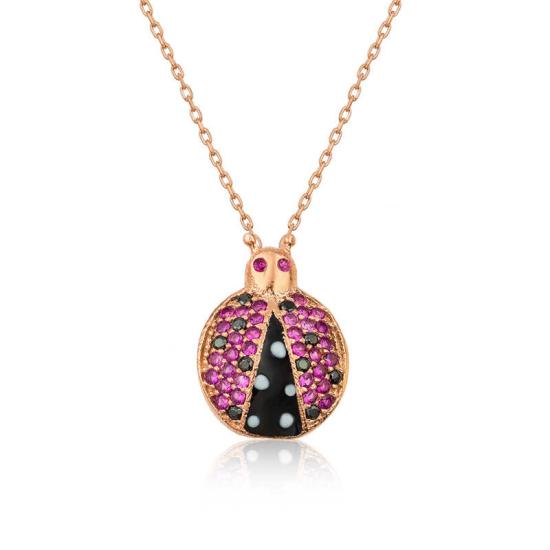 Silver Ladybug Necklace for Women