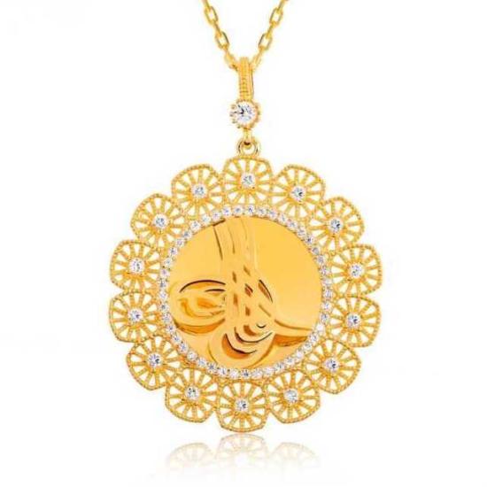 Gold Plated Women’s Necklace with Silver Tughra