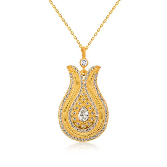 Silver Drop Stone Tulip Women’s Necklace