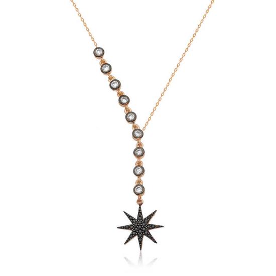 Silver Row Stone Star Women’s Necklace