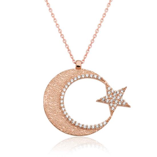 Silver Crescent Star Women’s Necklace