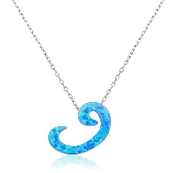 Silver Opal Stone Vav Women’s Necklace