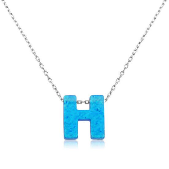 Silver Opal Letter Women’s Necklace
