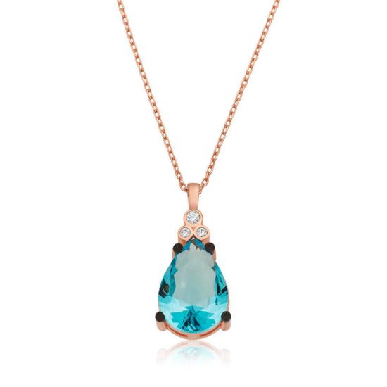 Silver Blue Topaz Drop Women’s Necklace