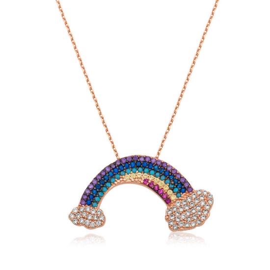 Silver Rose Rainbow Women’s Necklace