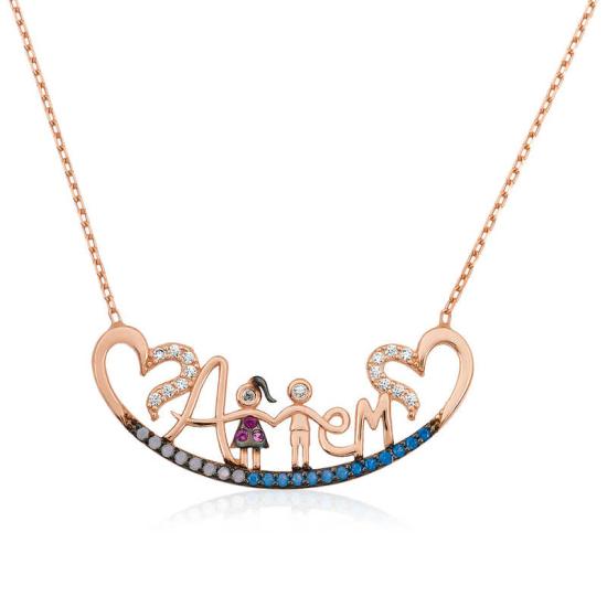 Silver Rose Mother Written Women’s Necklace