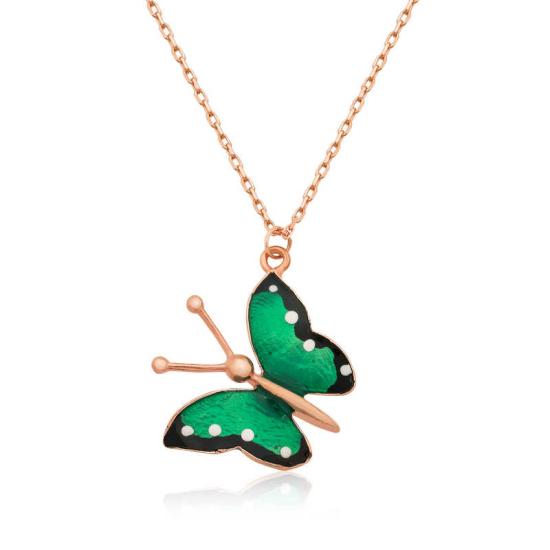 Silver Green Butterfly Women’s Necklace