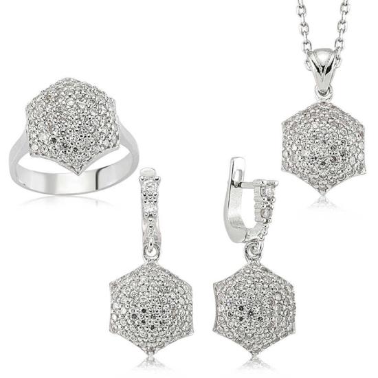 Silver Zircon Stone Women’s Set